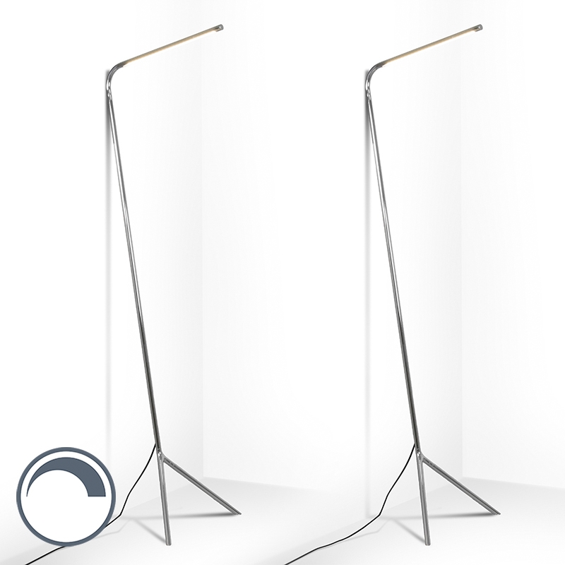 Set van 2 design vloerlamp chroom incl. LED - Lazy Lamp