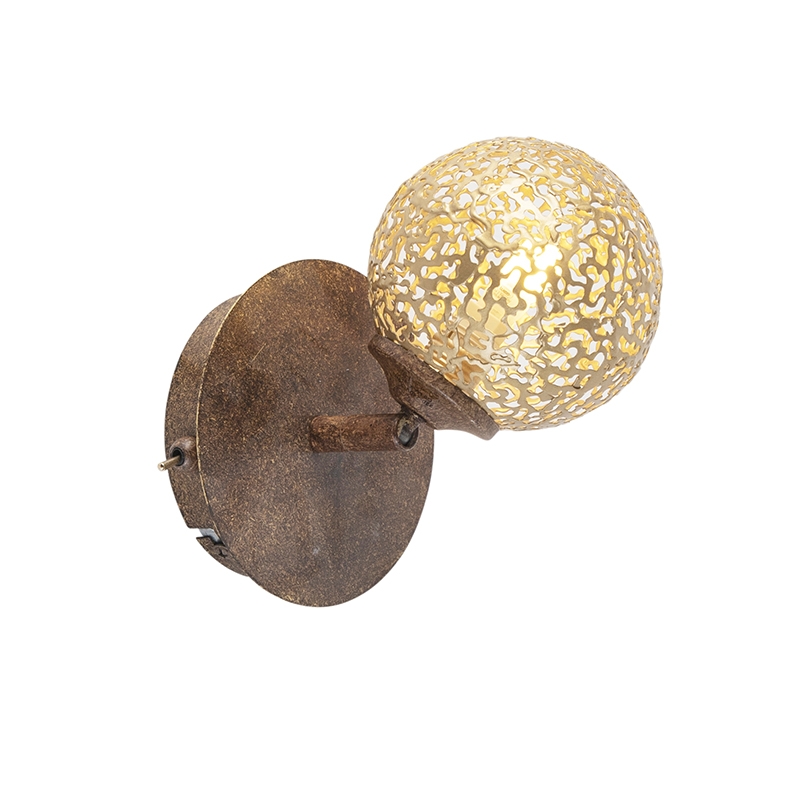 Nástenná lampa hrdzavohnedá nastaviteľná so spínačom - Kreta