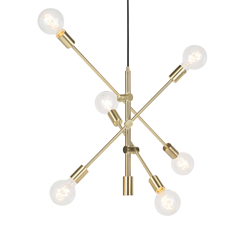 Art deco závesná lampa matná mosadz 6-svetiel - Sydney