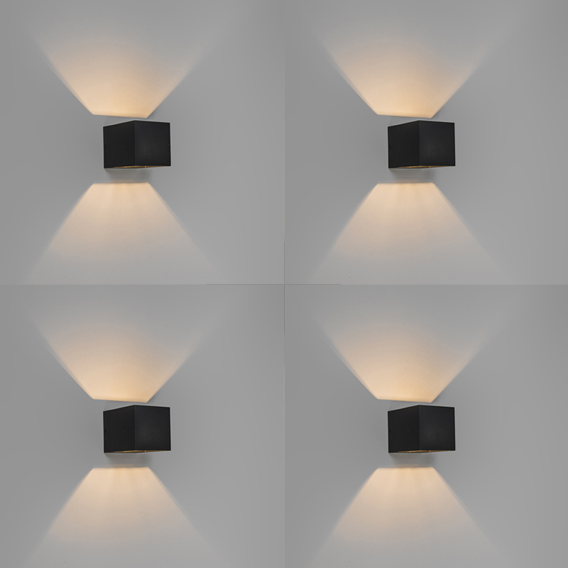 Sada 4 moderných nástenných svietidiel čiernych - Transfer