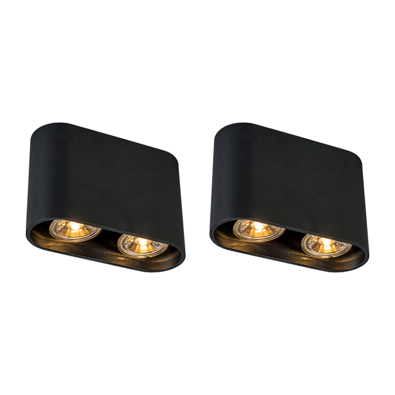 Sada 2 moderných bodových svetiel čiernych - Ronda Duo