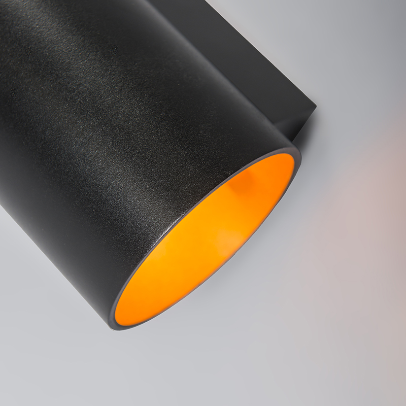 Set de 2 Apliques de pared negros con dorado redondo - Sola