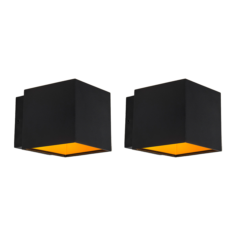 Lot de 2 appliques design noir / or avec LED - Caja