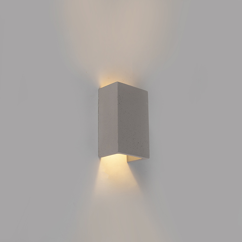 Industrile wandlamp grijs beton rechthoek - Meaux