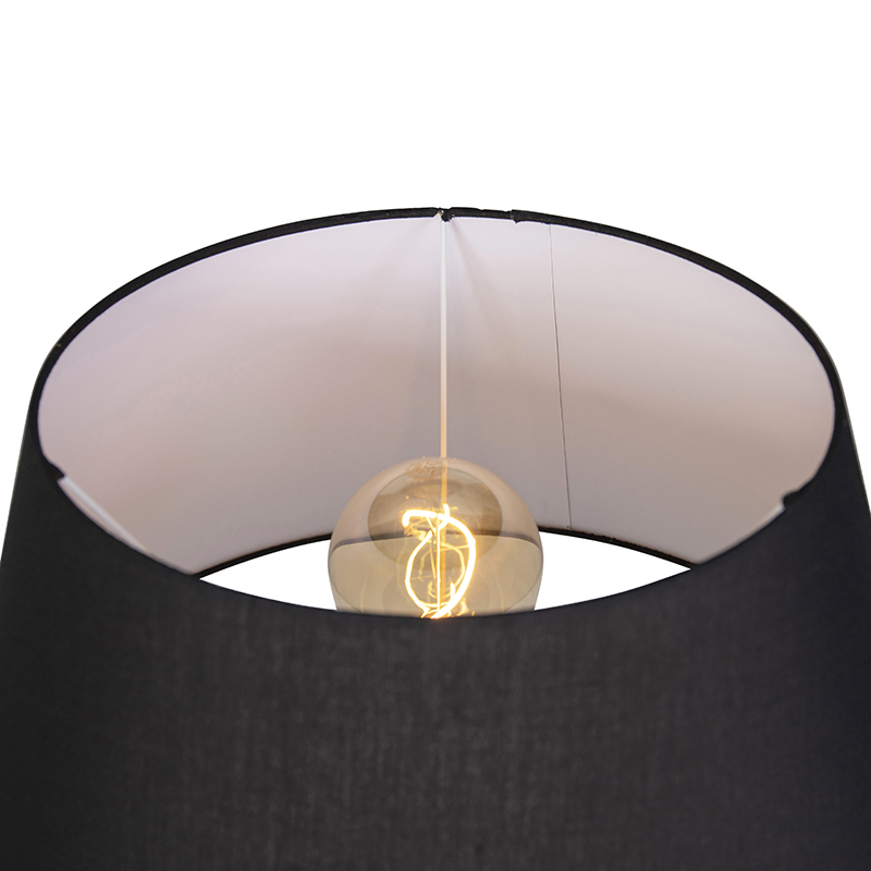 QAZQA Rio Fl - Lampe De Table Trépied/tripode Industriel - 1 Lumière - H 1440 Mm - Marron - Rustique - Éclairage Intérieur - Salon I Chambre I Cuisine I Salle à Manger 10 Lampadaire industriel sur trépied en bois avec capot noir - Rio