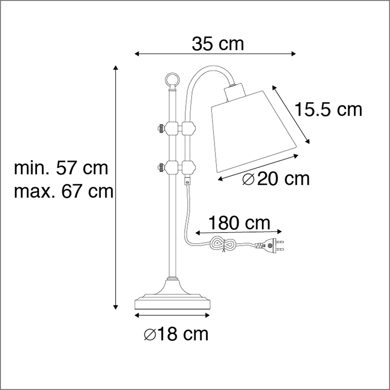 lampe de table classique en bronze avec abat-jour blanc - ashley