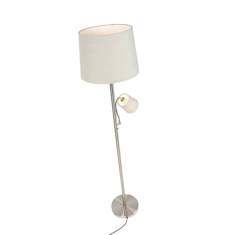 lampadaire en acier classique avec abat-jour gris et lumière de lecture - retro