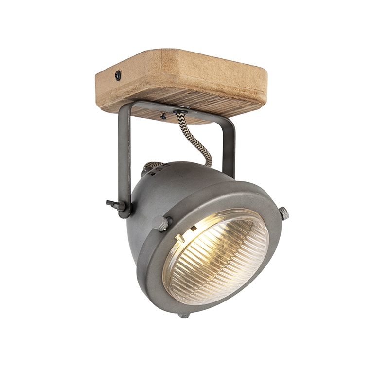 Ipari reflektor lámpa acélból és fával, dönthető - Emado