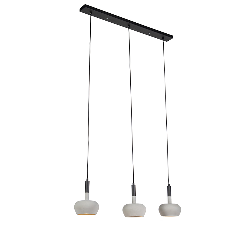 Industrile hanglamp beton met ronde kappen 3-lichts - Buzzo