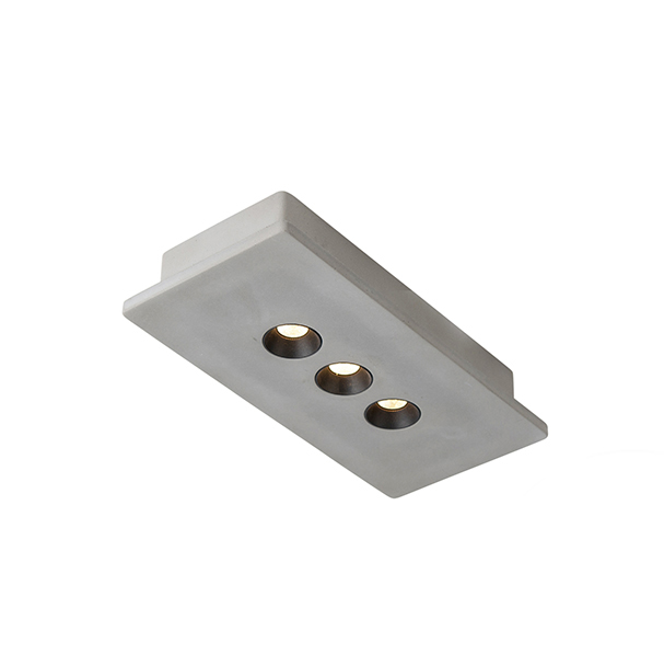 Industriele rechthoekige spot beton incl. LED 3-lichts - Talas