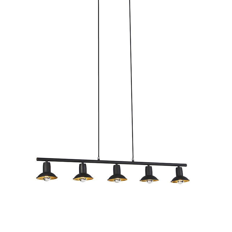 Design hanglamp zwart met goud 5-lichts - Avril