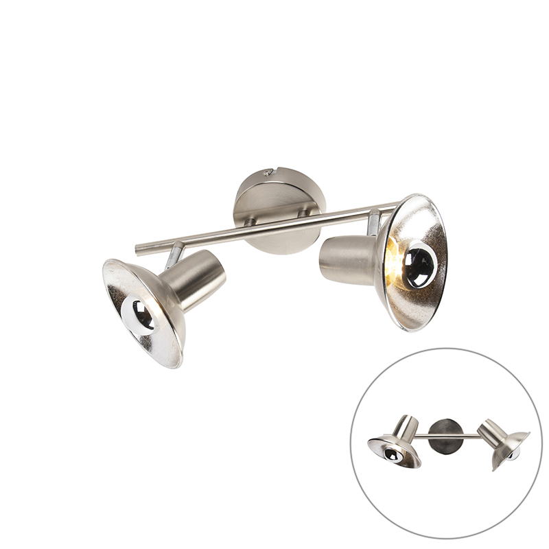 Design wand- en plafondspot zilver 2-lichts - Avril