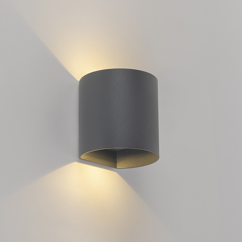 Moderne wandlamp antraciet incl. LED rond IP54 - Evi Moderne wandlamp antraciet incl. LED rond IP54 - Evi