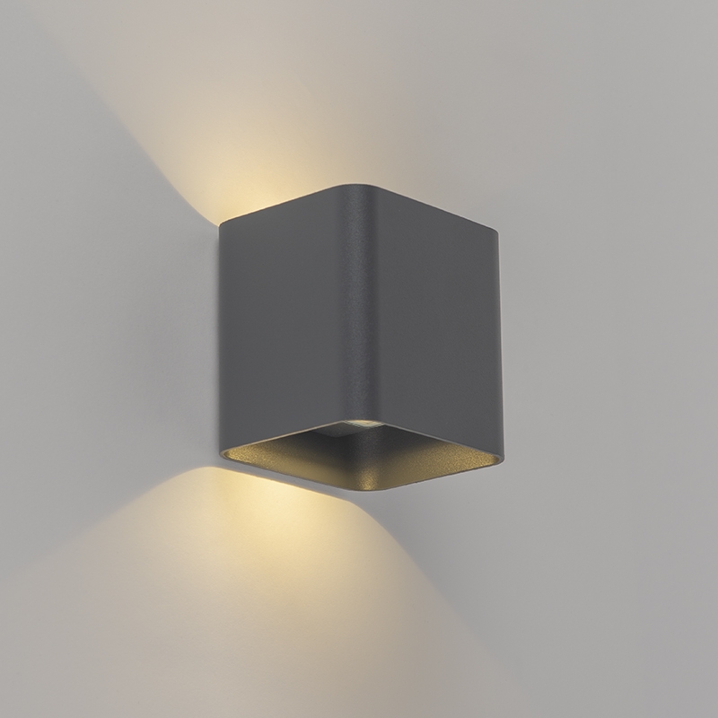 Moderne wandlamp antraciet incl. LED IP54 vierkant - Evi Moderne wandlamp antraciet incl. LED IP54 vierkant - Evi