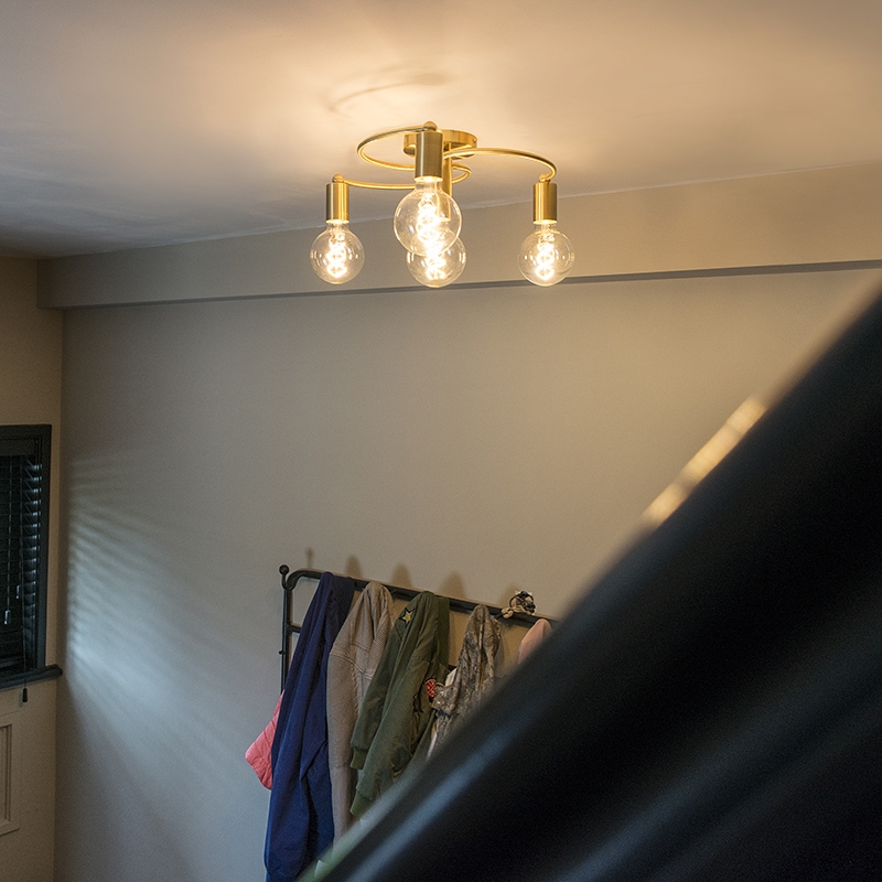 Art deco plafondlamp messing 4-lichts - Facil Art deco plafondlamp messing 4-lichts - Facil