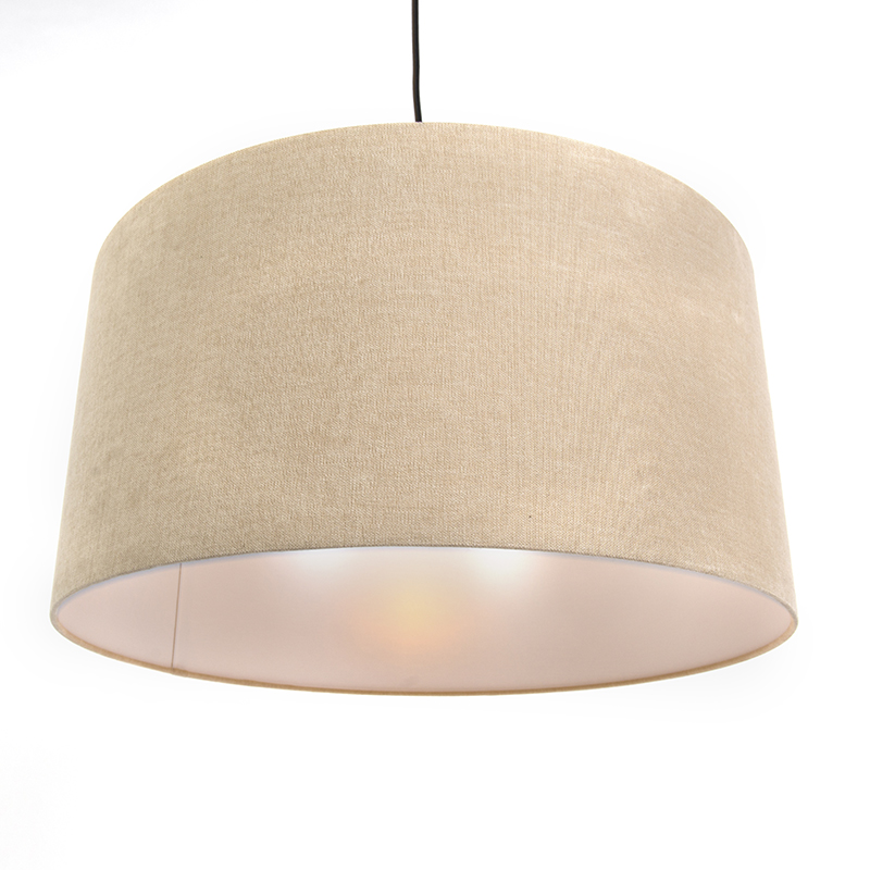 lampe suspendue country noire avec abat-jour beige 50 cm - combi 1