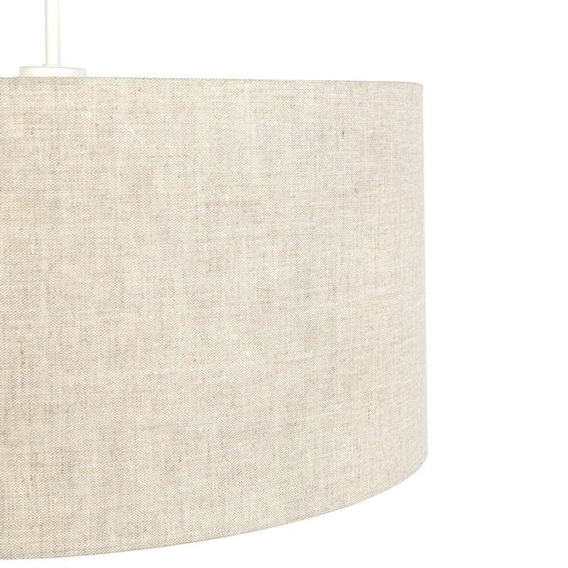 lampe à suspension rurale blanche avec abat-jour en coton gris clair 50 cm - combi