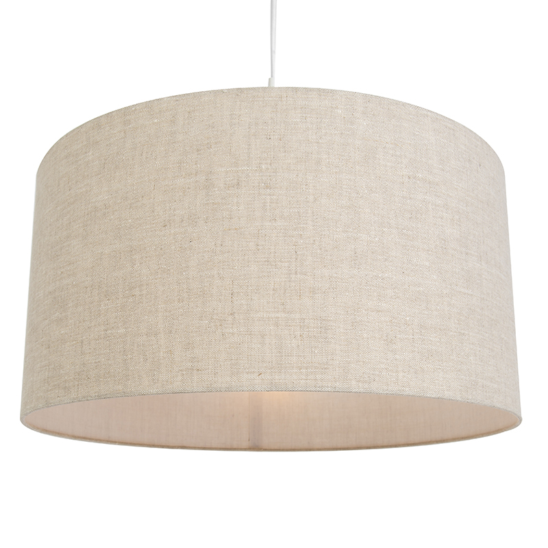 lampe à suspension rurale blanche avec abat-jour en coton gris clair 50 cm - combi