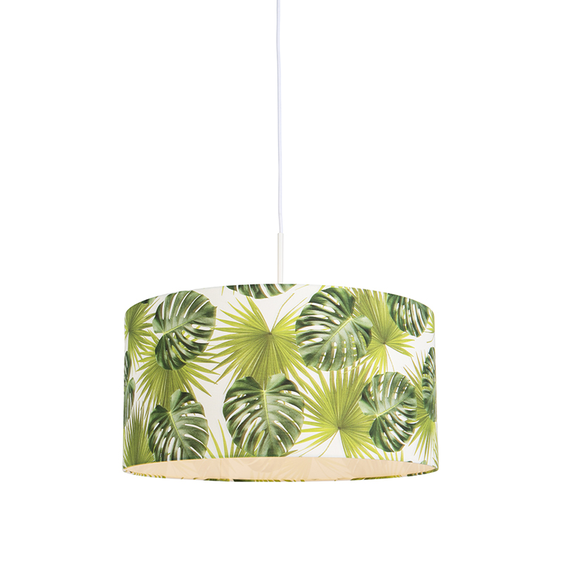 Botanická závesná lampa biela s tienidlom Leaf 50cm - Combi 1