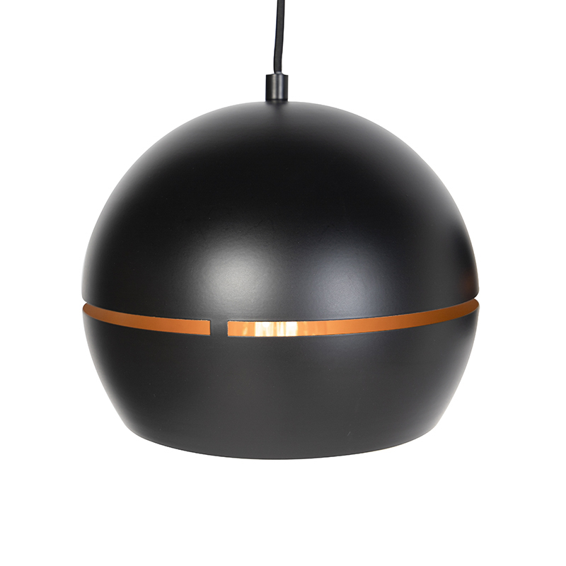 Design hanglamp zwart met gouden binnenkant 3-lichts - Buell