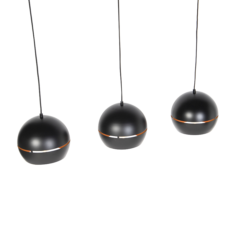 Lámpara colgante de diseño negra con interior dorado 3 luces - Buell