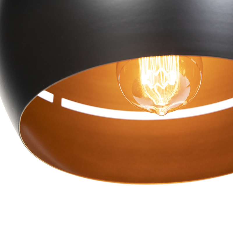 Design Pendant Light Black with Gold Interior 3-Light - Buell