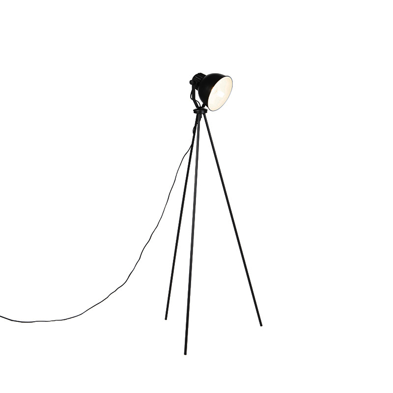 QAZQA Industriele vloerlamp zwart - Frodo