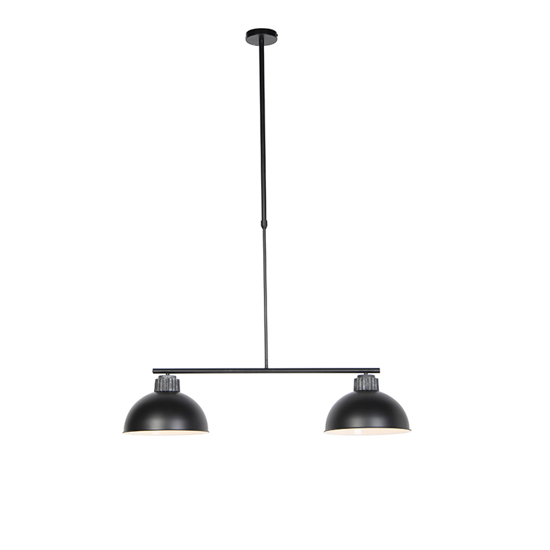 Industriele hanglamp zwart met zilver 2-lichts - Frodo Industriele hanglamp zwart met zilver 2-lichts - Frodo