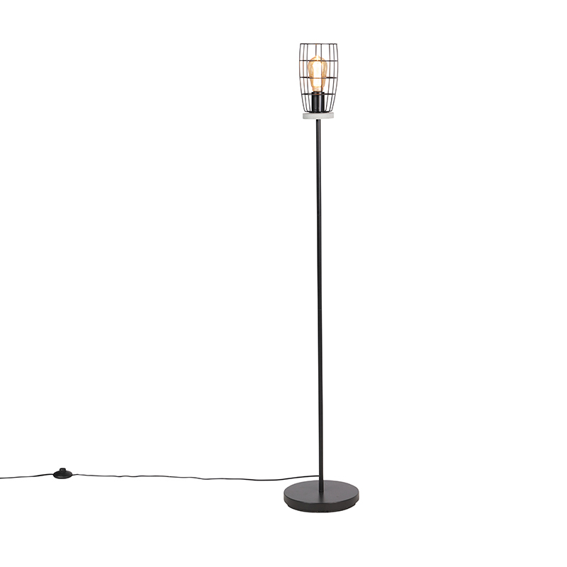 Priemyselná stojaca lampa betónový vzhľad s čiernou farbou - Rohan