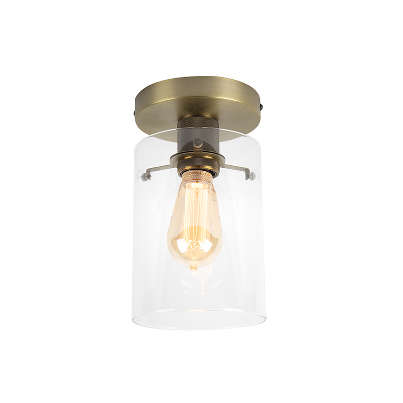 Modern Ceiling Lamp Bronze with Glass Shade - Dome