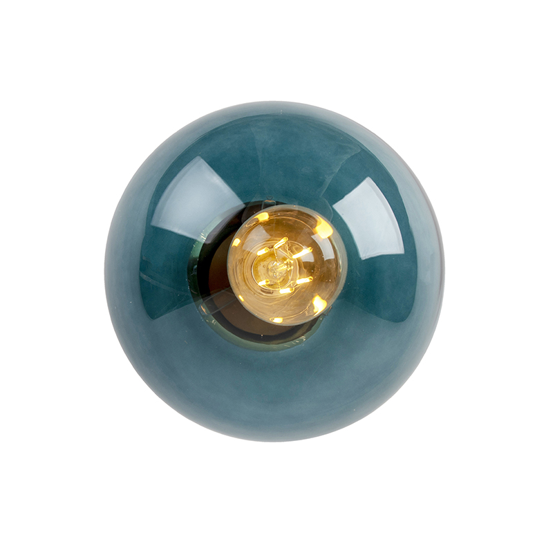 Art Deco Ceiling Light Brass with Ocean Blue Glass - Pallon