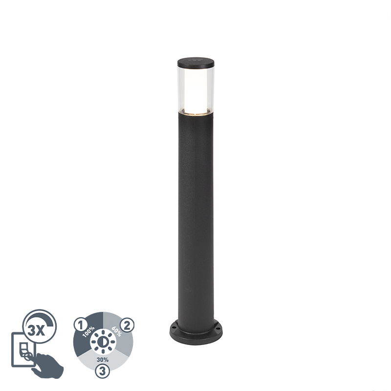 Modern utomhusstolpe svart 80 cm IP55 inkl GU10 3-stegs dimbar – Carlo