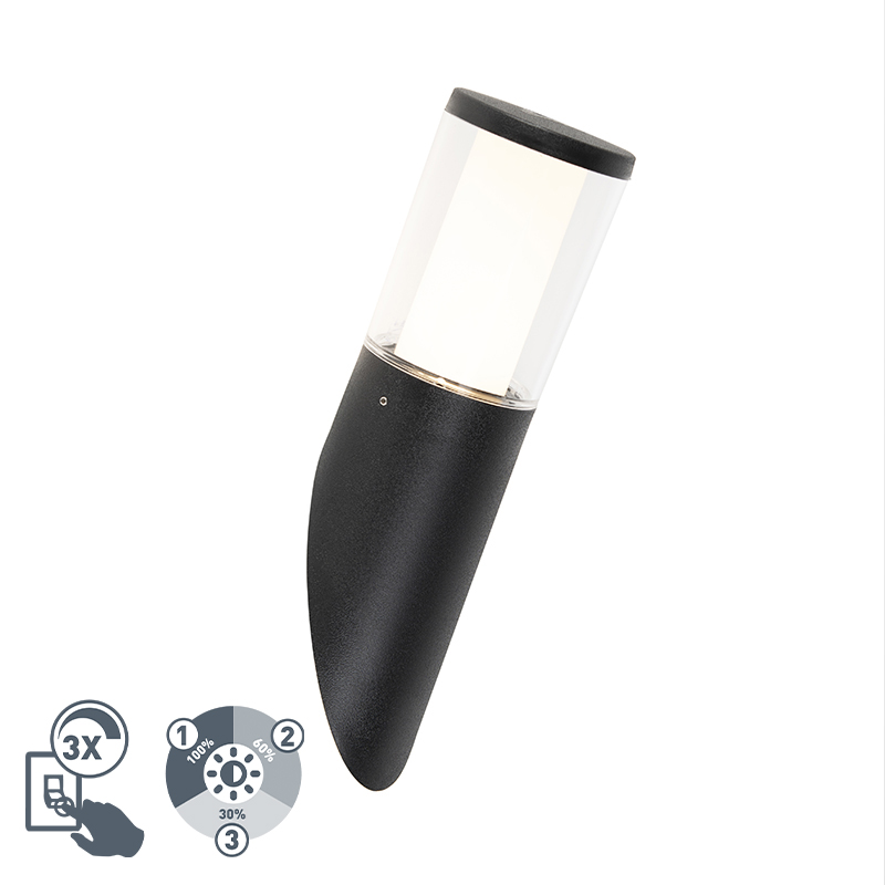 QAZQA Moderne buitenwandlamp zwart IP55 incl. GU10 3-staps dimbaar - Carlo