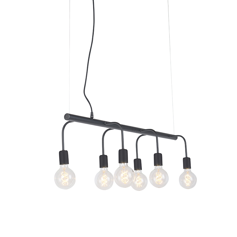 Moderne hanglamp zwart 6-lichts - Facile