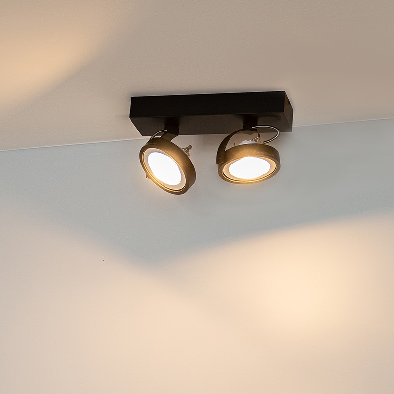 Design spot zwart verstelbaar 2-lichts incl. 2 x G53- Go Large Design spot zwart verstelbaar 2-lichts incl. 2 x G53- Go Large