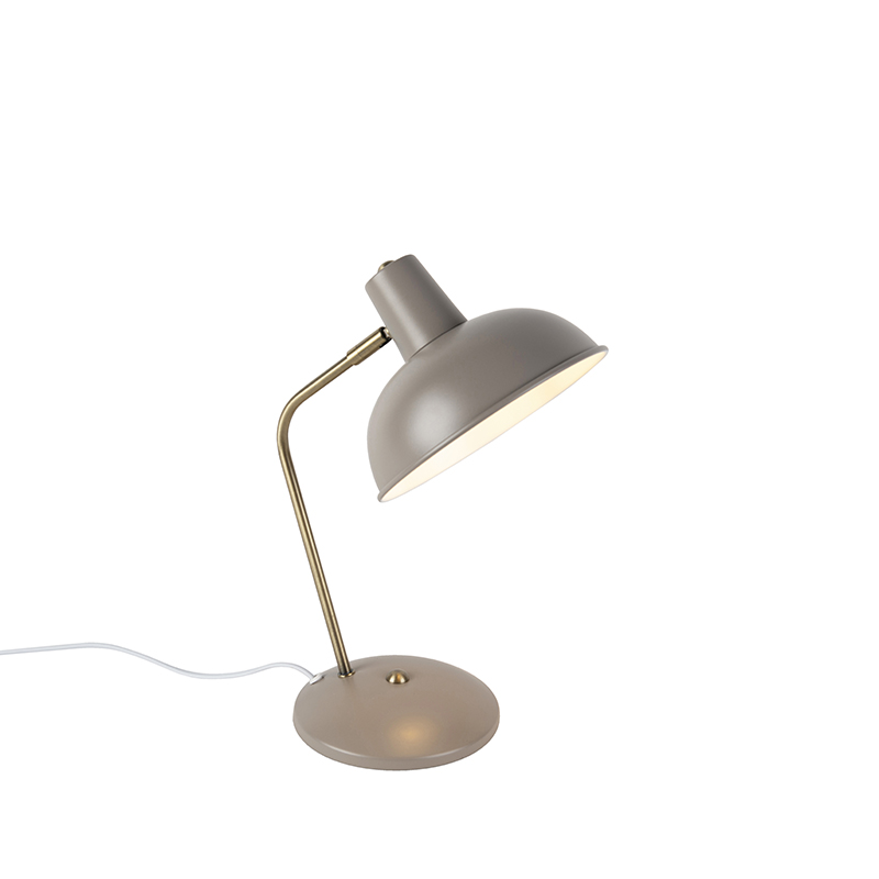 Retro tafellamp taupe met brons - Milou