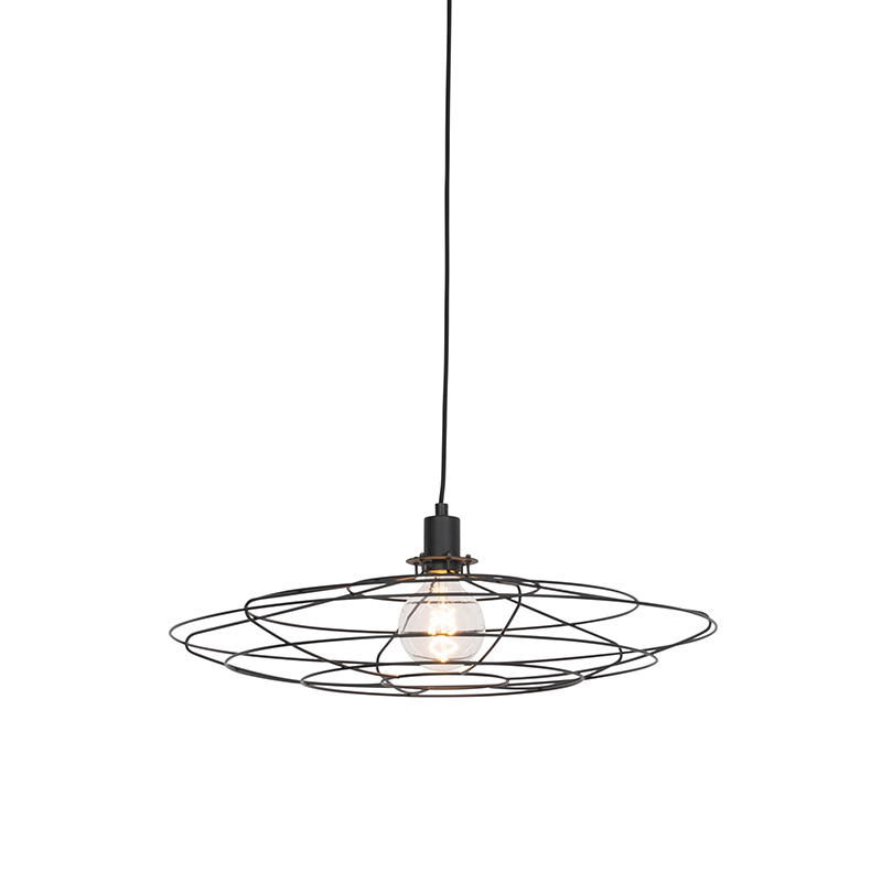Vintage lampa wisząca czarna 60 cm - Laurent