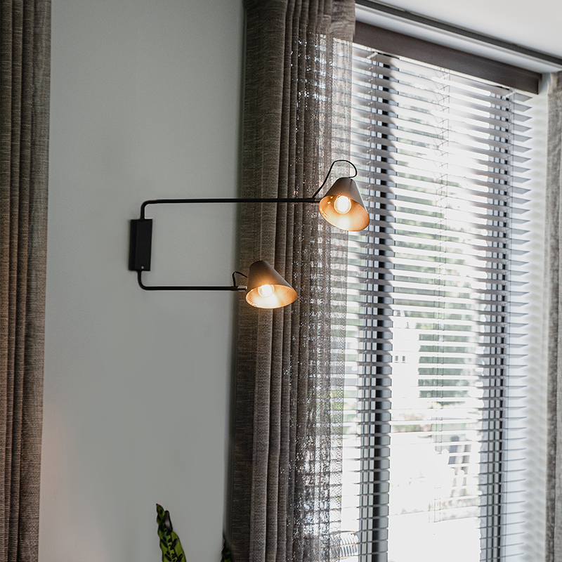 Design wandlamp zwart 2-lichts verstelbaar - Lune Design wandlamp zwart 2-lichts verstelbaar - Lune