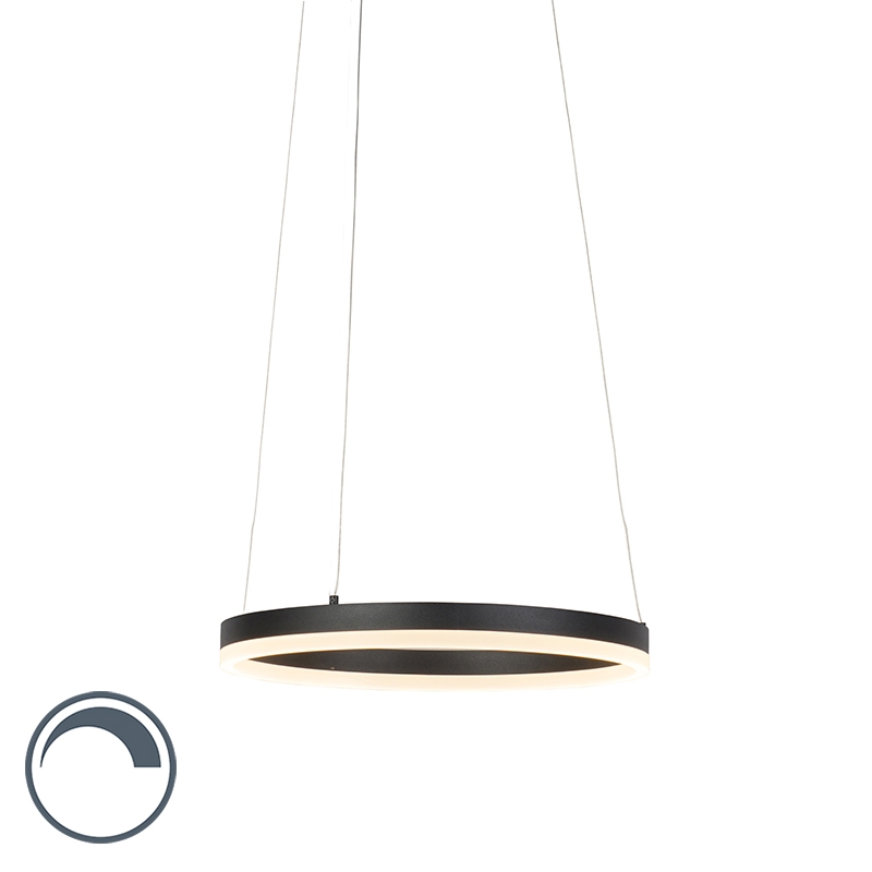 Moderne ring hanglamp zwart 40 cm incl. LED en dimmer - Anello