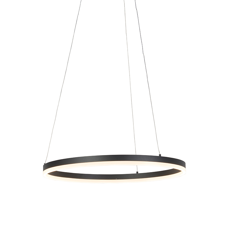 Moderne ring hanglamp zwart 60 cm incl. LED en dimmer - Anello Moderne ring hanglamp zwart 60 cm incl. LED en dimmer - Anello