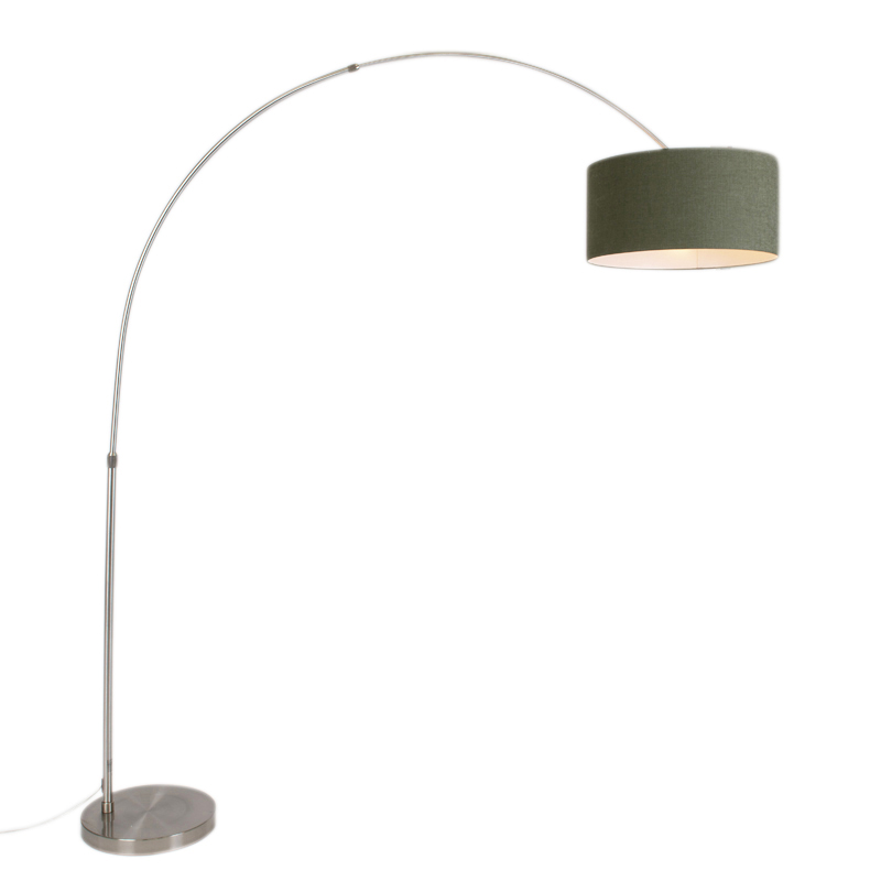 Oblúková lampa oceľ s tienidlom machovej zelenej 50/50/25 - XXL