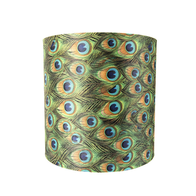Velour Lampenschirm Pfau Design 40/40/40 mit goldenem Interieur