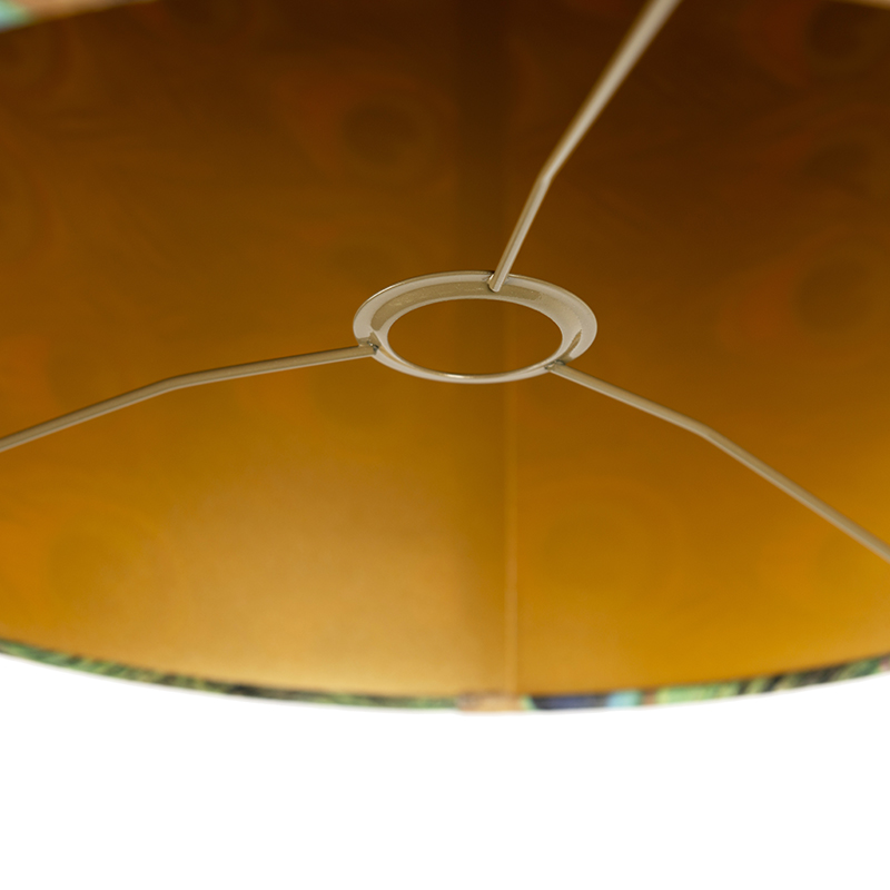 Velour Lampenschirm Pfau Design 40/40/40 mit goldenem Interieur