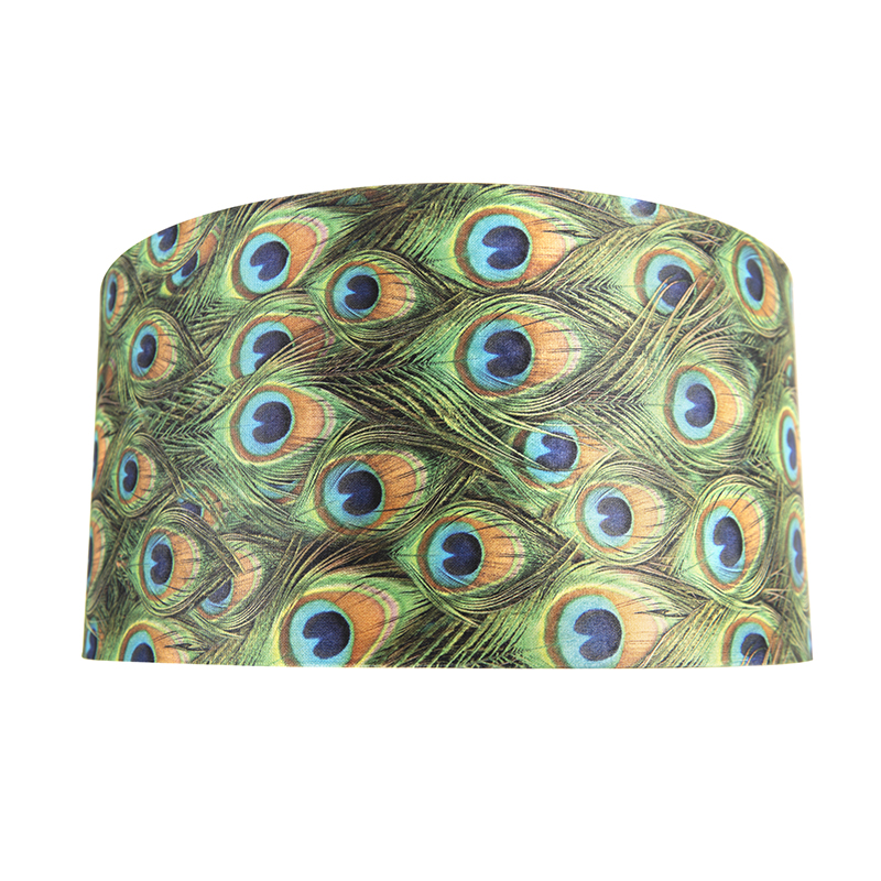 abat-jour velours paon design 50/50/25 avec intérieur doré