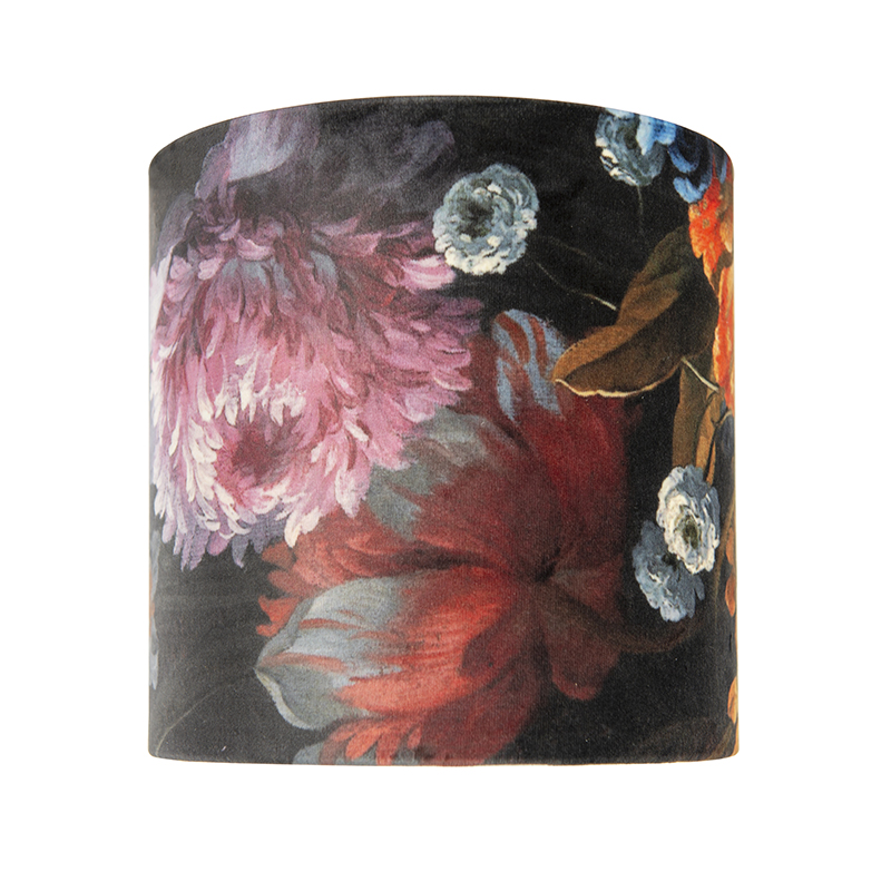 abat-jour velours motif floral 20/20/20 doré à l'intérieur