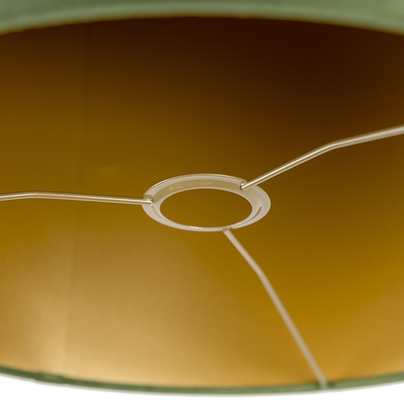 abat-jour en velours vert 40/40/40 avec intérieur doré