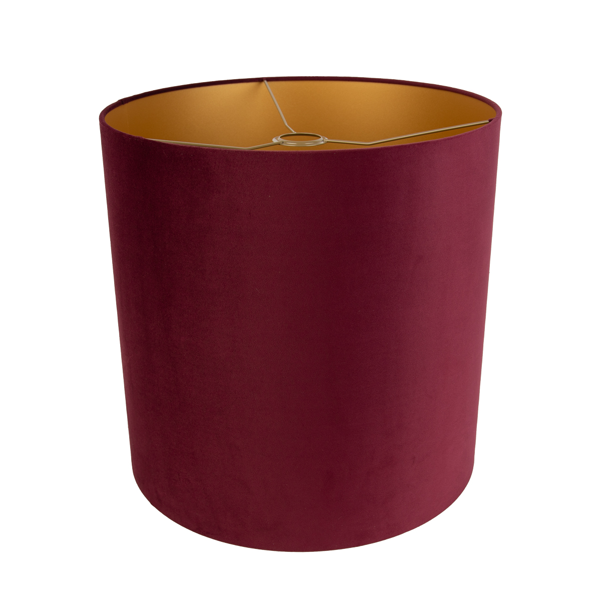 Abat-jour en velours rouge 40/40/40 avec intérieur doré