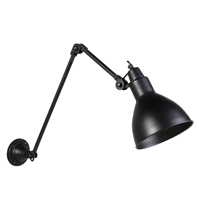 Ipari fali lámpa fekete állítható - Wye