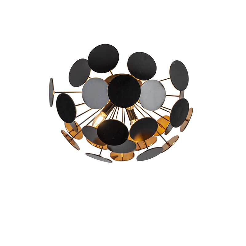 QAZQA Design plafondlamp zwart met goud 54 cm 3-lichts - Cerchio