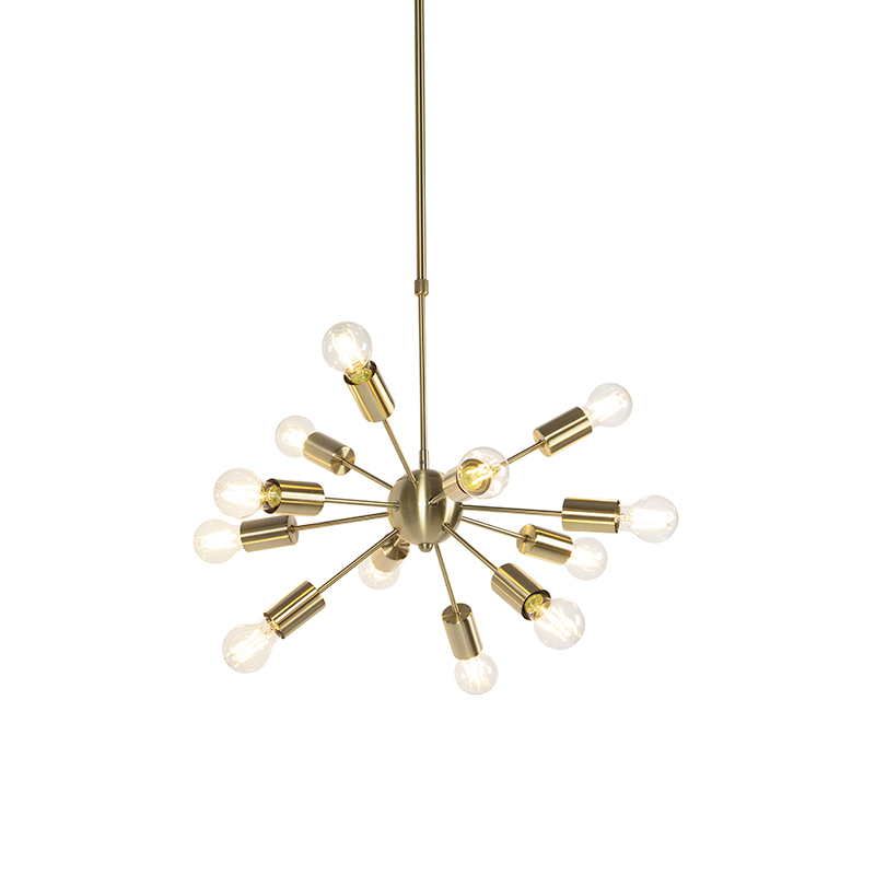 Art Deco závesná lampa zlatá 60 cm 12-svetlá nastaviteľná - Facil